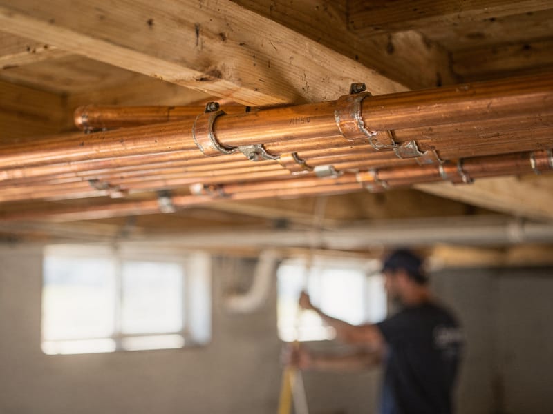 Neatly soldered copper water lines